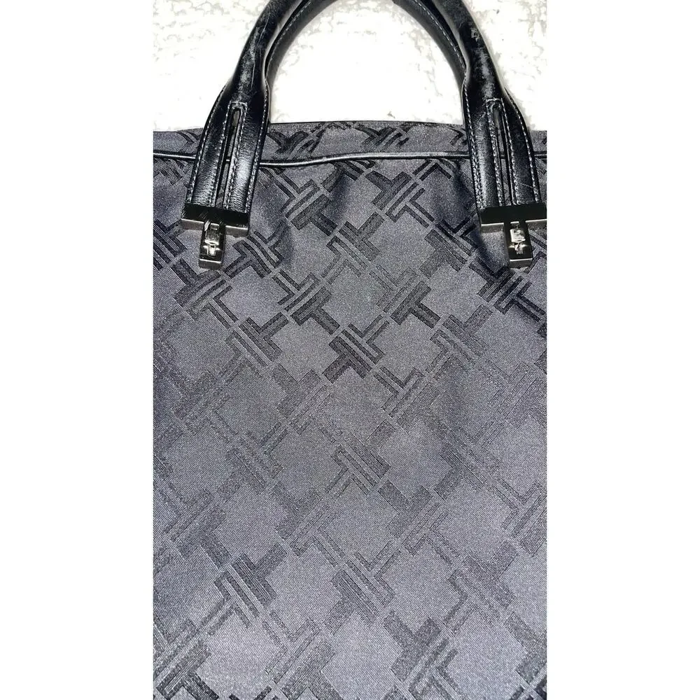 TUMI Black T Monogram Jacquard Leather Laptop Briefcase Travel Carry On
